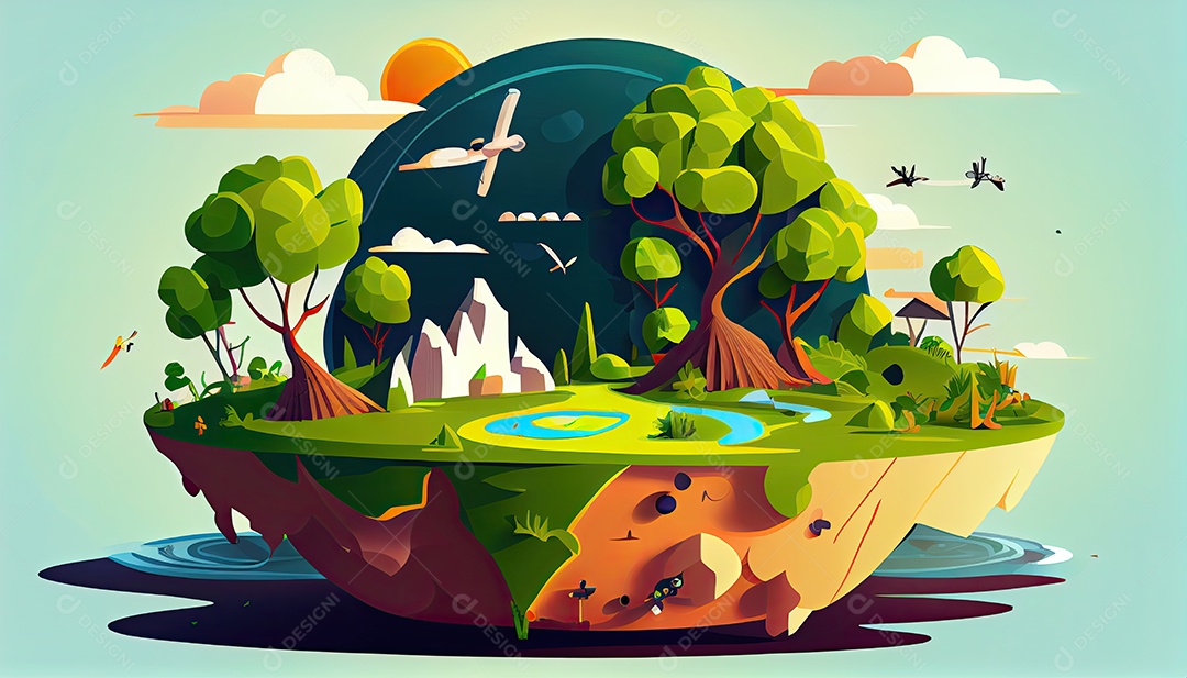 Vector cartoon mundo ambiente Dia da Terra a importância de amar a natureza