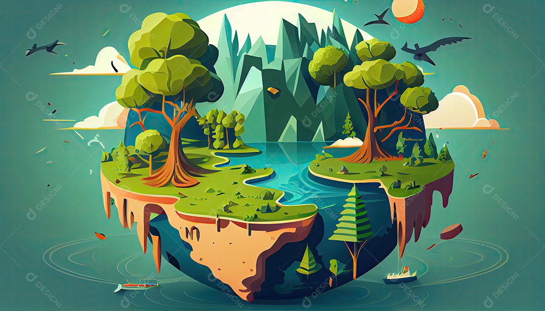 Vector cartoon mundo ambiente Dia da Terra a importância de amar a natureza