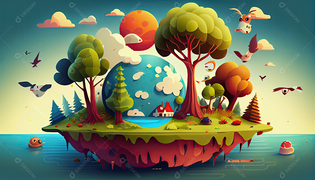 Vector cartoon mundo ambiente Dia da Terra a importância de amar a natureza