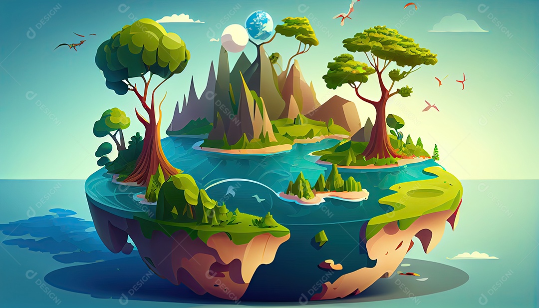 Vector cartoon mundo ambiente Dia da Terra a importância de amar a natureza
