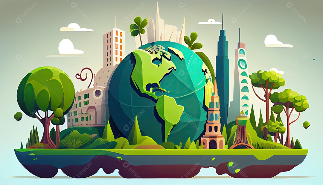 Vector cartoon mundo ambiente Dia da Terra a importância de amar a natureza