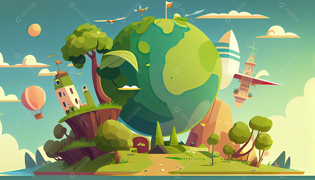 Vector cartoon mundo ambiente Dia da Terra a importância de amar a natureza