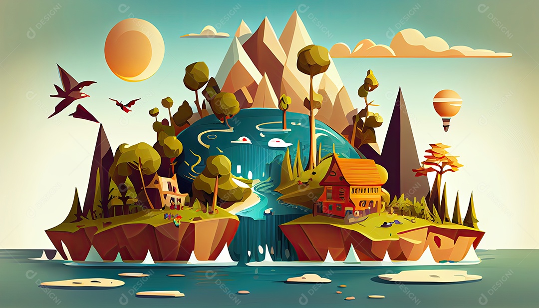 Vector cartoon mundo ambiente Dia da Terra a importância de amar a natureza