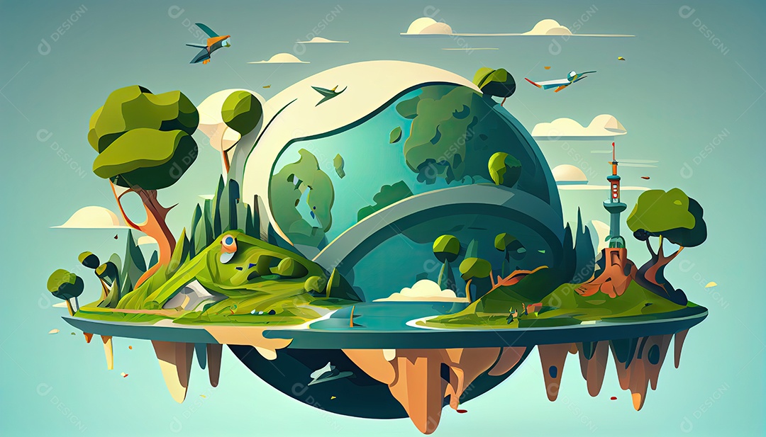 Vector cartoon mundo ambiente Dia da Terra a importância de amar a natureza
