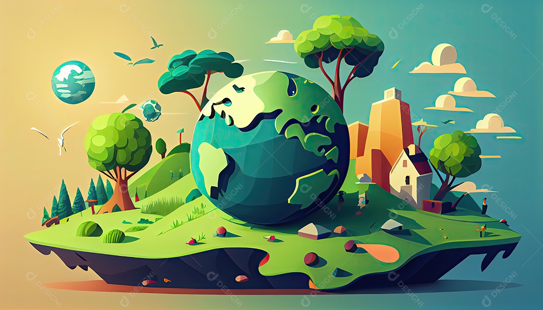 Vector cartoon mundo ambiente Dia da Terra a importância de amar a natureza