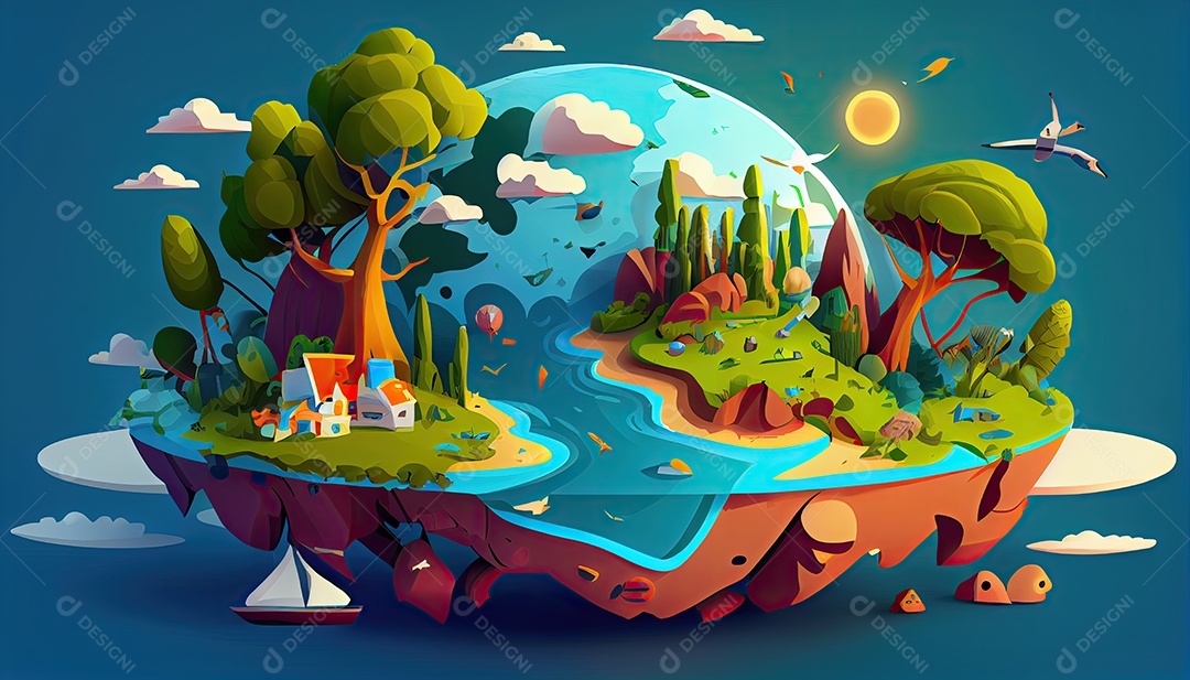 Vector cartoon mundo ambiente Dia da Terra a importância de amar a natureza