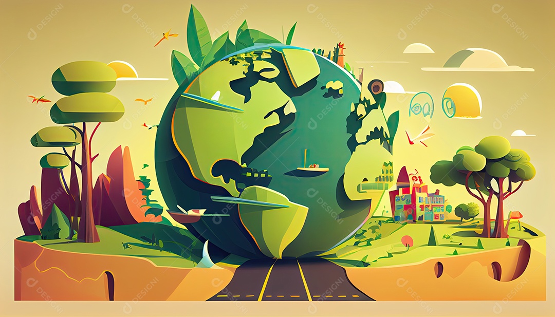 Vector cartoon mundo ambiente Dia da Terra a importância de amar a natureza