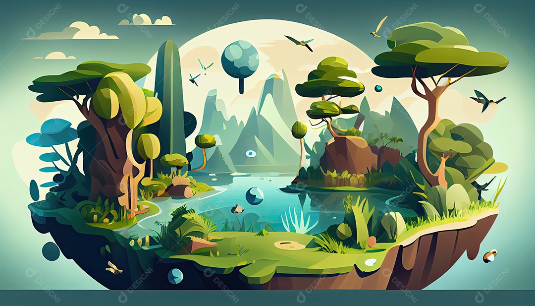 Vector cartoon mundo ambiente Dia da Terra a importância de amar a natureza