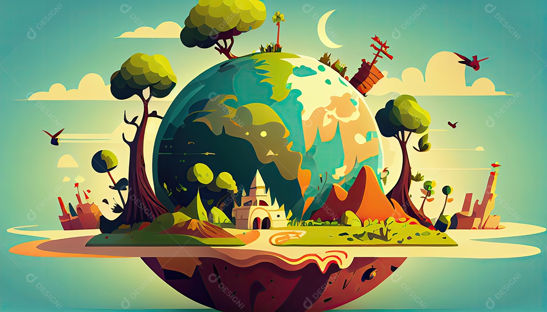 Vector cartoon mundo ambiente Dia da Terra a importância de amar a natureza