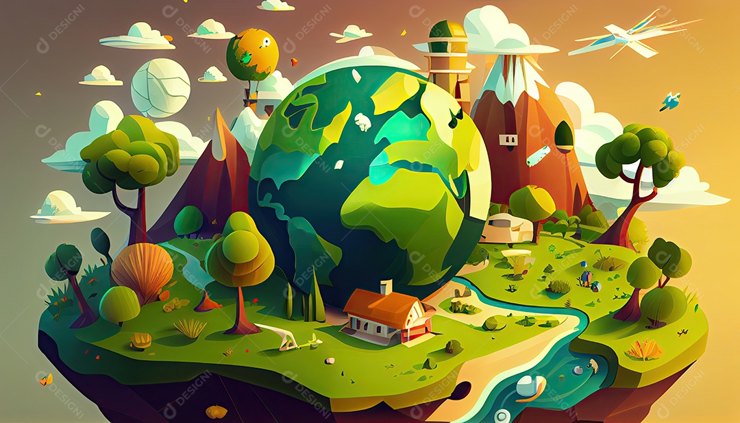 Vector cartoon mundo ambiente Dia da Terra a importância de amar a natureza