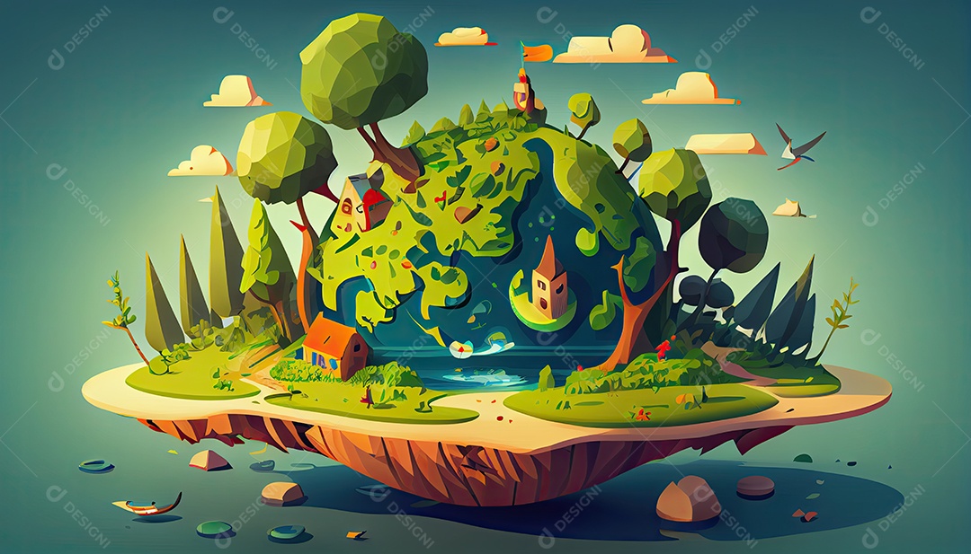 Vector cartoon mundo ambiente Dia da Terra a importância de amar a natureza