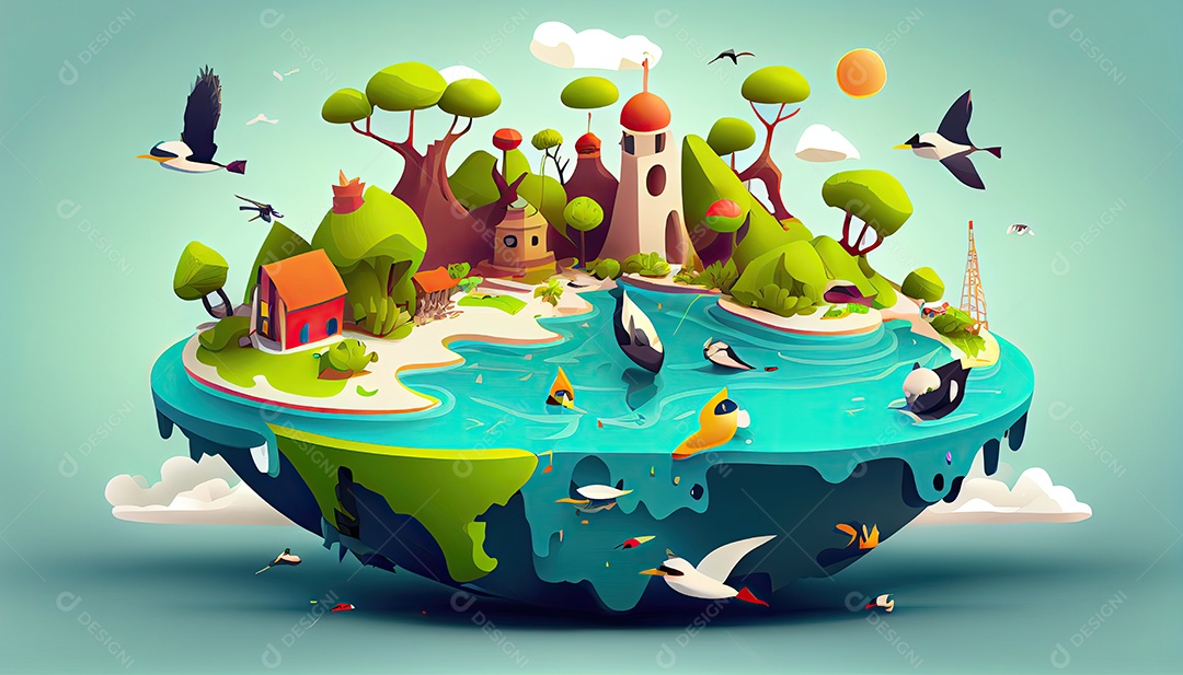 Vector cartoon mundo ambiente Dia da Terra a importância de amar a natureza