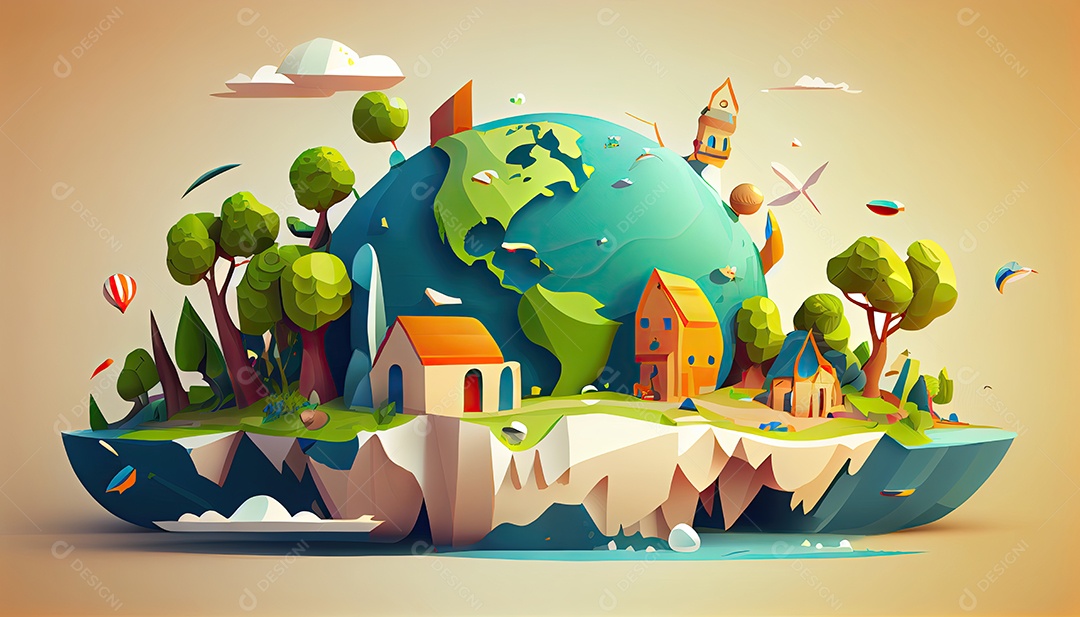 Vector cartoon mundo ambiente Dia da Terra a importância de amar a natureza