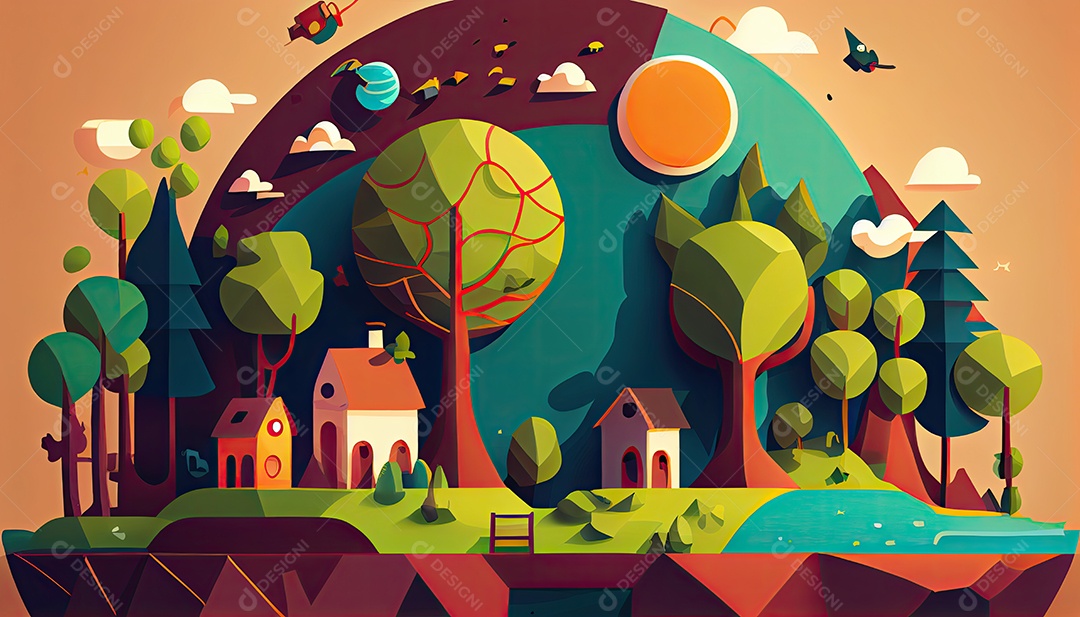 Vector cartoon mundo ambiente Dia da Terra a importância de amar a natureza