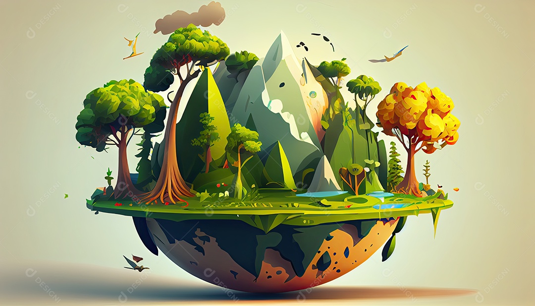 Vector cartoon mundo ambiente Dia da Terra a importância de amar a natureza