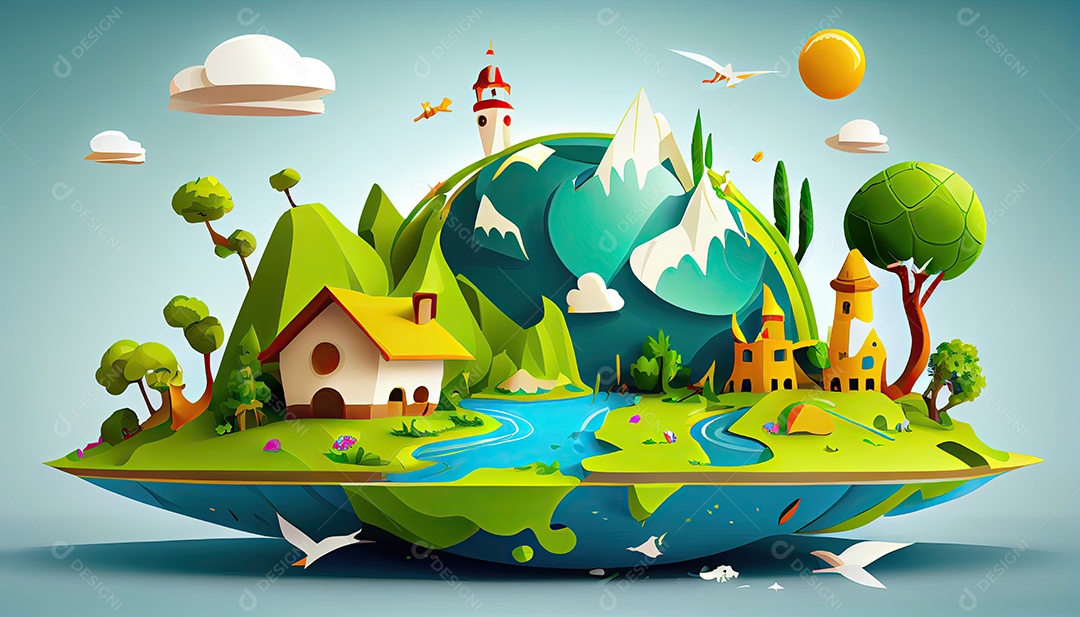 Vector cartoon mundo ambiente Dia da Terra a importância de amar a natureza