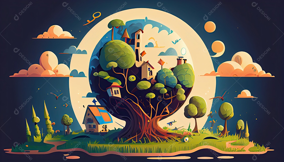 Vector cartoon mundo ambiente Dia da Terra a importância de amar a natureza