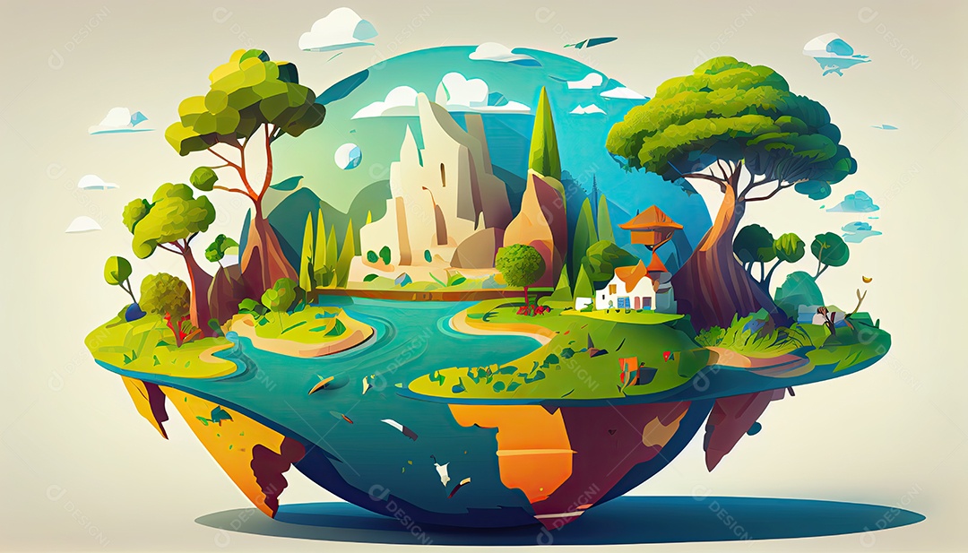 Vector cartoon mundo ambiente Dia da Terra a importância de amar a natureza