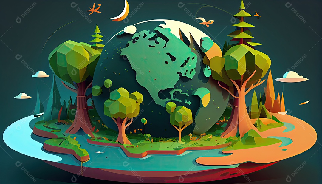 Vector cartoon mundo ambiente Dia da Terra a importância de amar a natureza