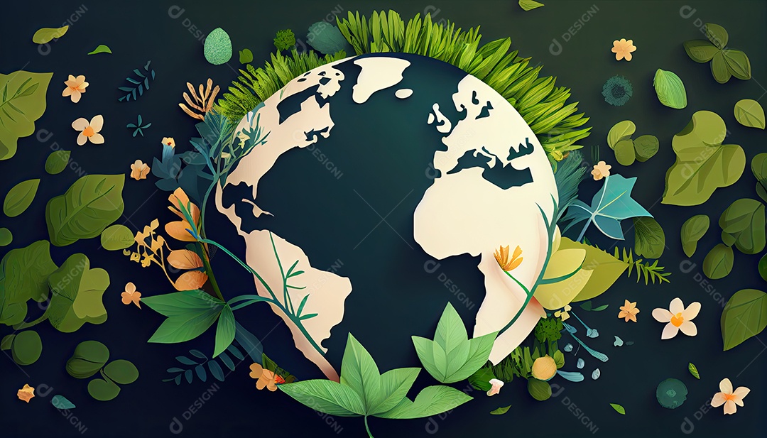 Vector cartoon mundo ambiente Dia da Terra a importância de amar a natureza