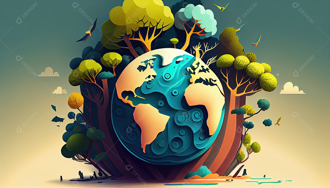 Vector cartoon mundo ambiente Dia da Terra a importância de amar a natureza