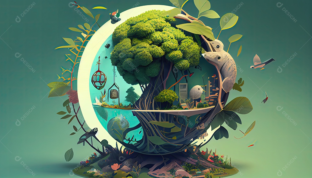 Vector cartoon mundo ambiente Dia da Terra a importância de amar a natureza