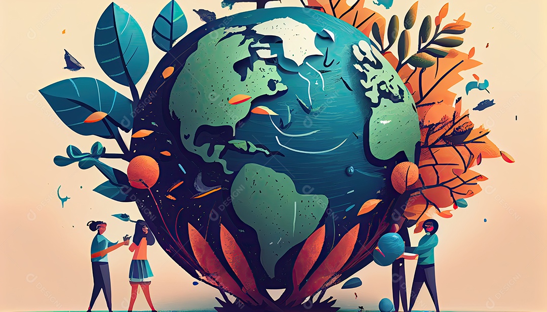 Vector cartoon mundo ambiente Dia da Terra a importância de amar a natureza