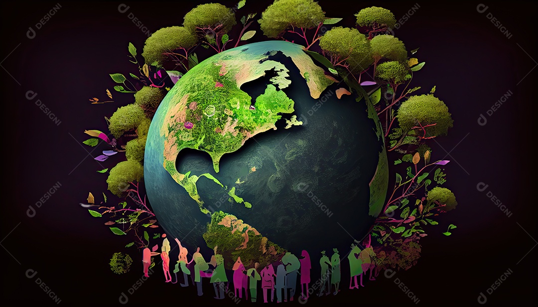 Vector cartoon mundo ambiente Dia da Terra a importância de amar a natureza