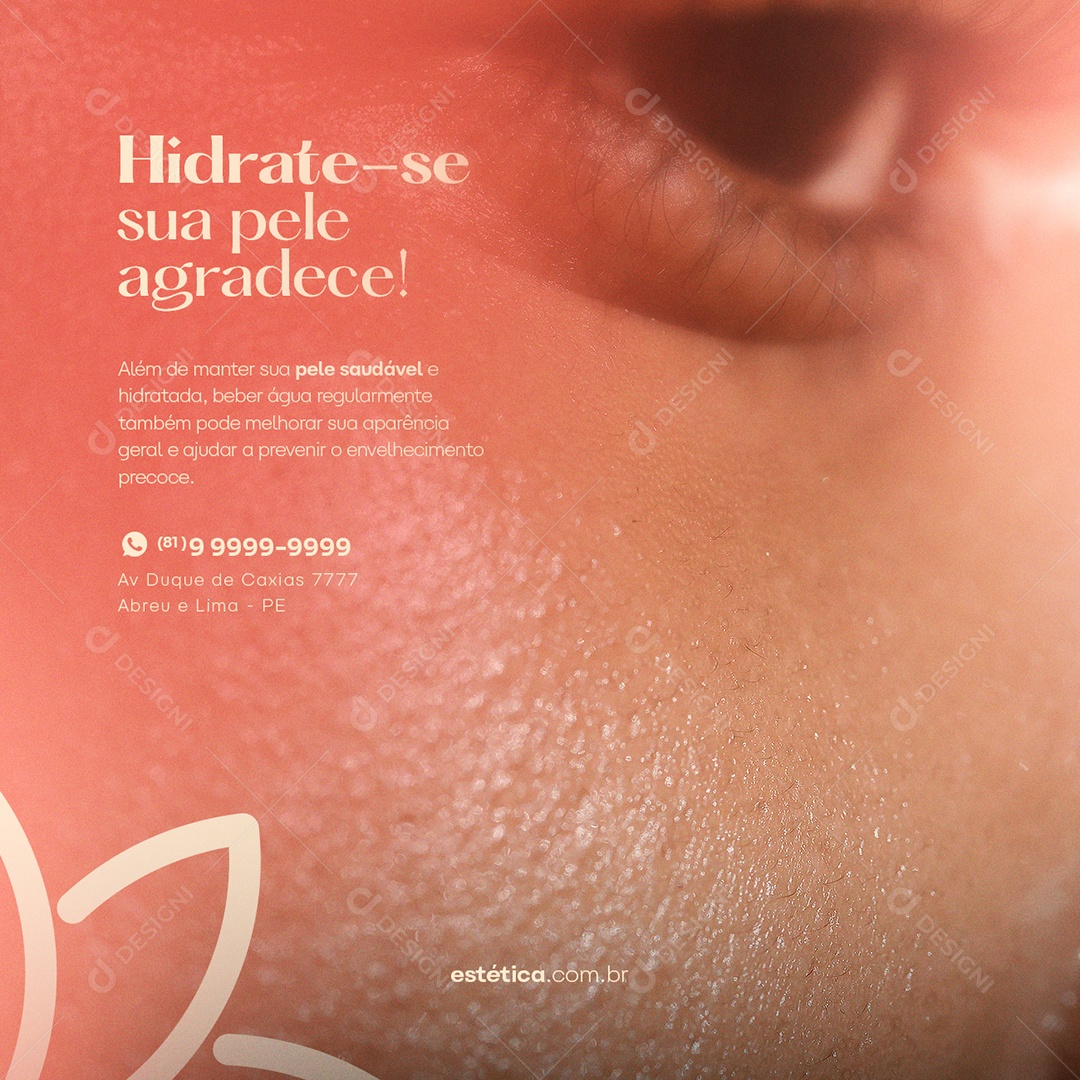 Hidrate-Se Sua Pele Agradece Clínica de Estética Social Media PSD Editável