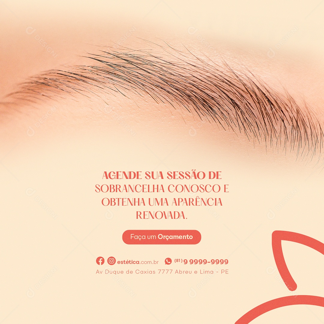 Agende Sua Sessão De Sobrancelha Conosco Clínica de Estética Social Media PSD Editável
