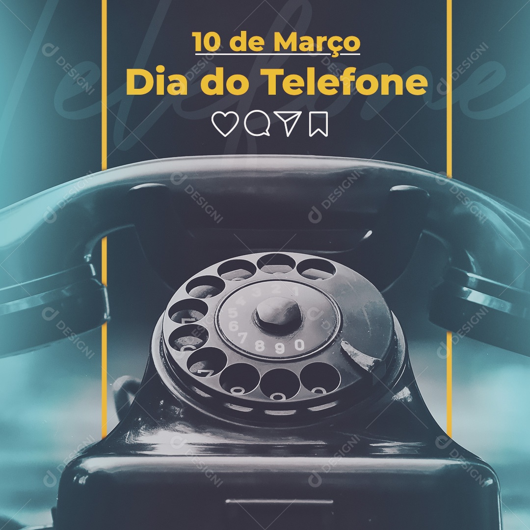 Dia do Telefone 10 de Março Social Media PSD Editável