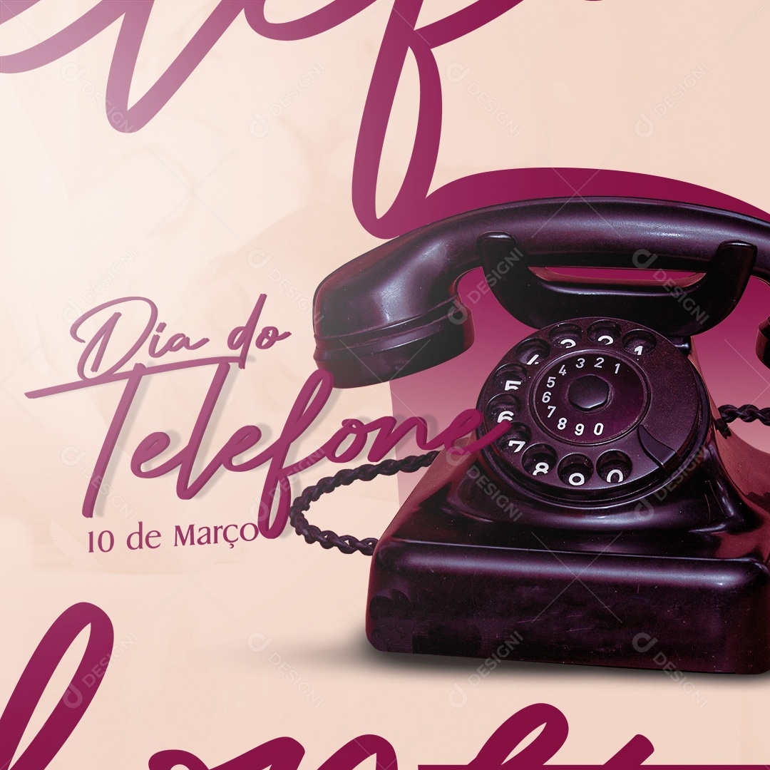 Dia do Telefone 10 de Março Social Media PSD Editável