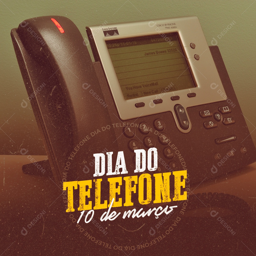 Dia do Telefone 10 de Março Social Media PSD Editável