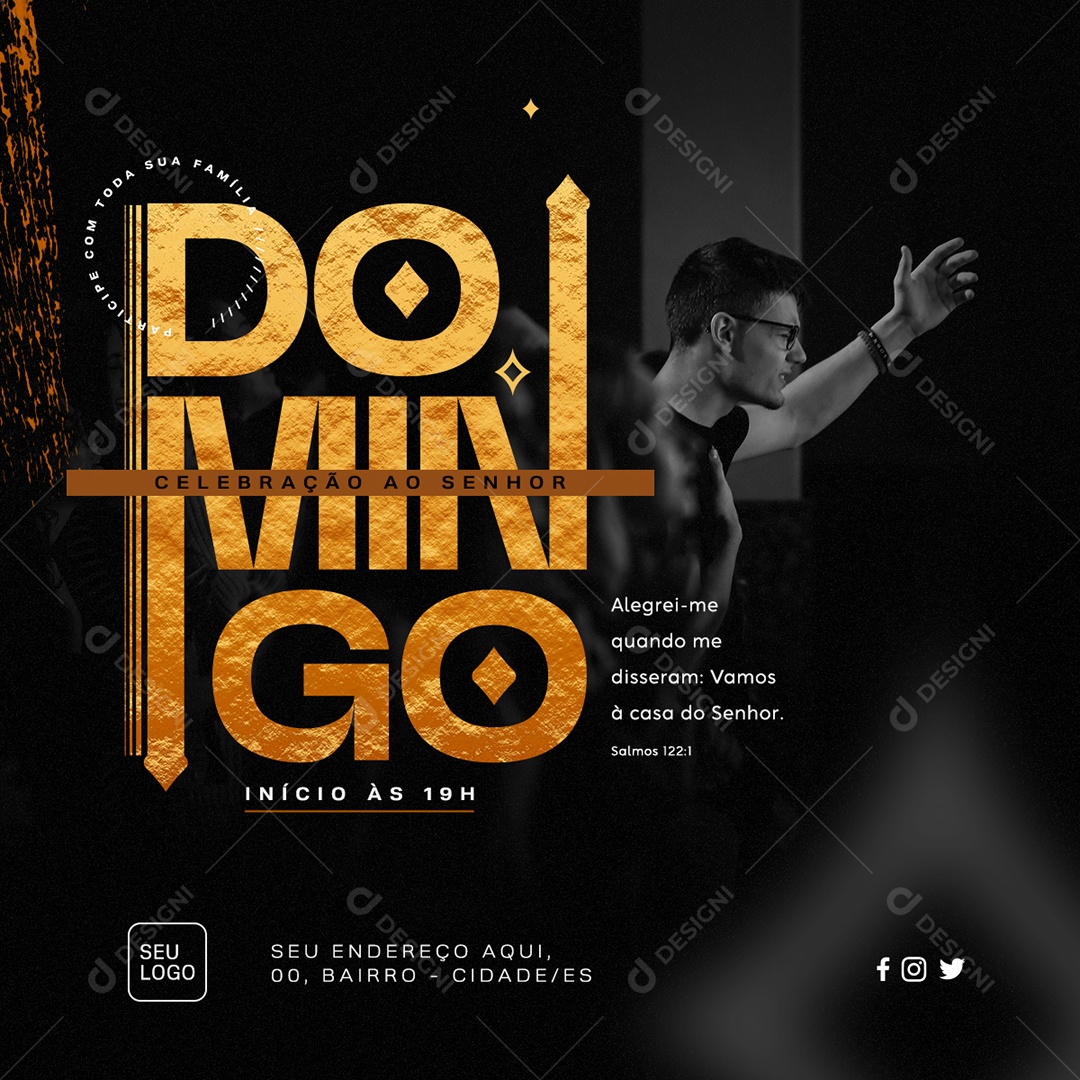 Celebração ao Senhor Domingo Social Media PSD Editável