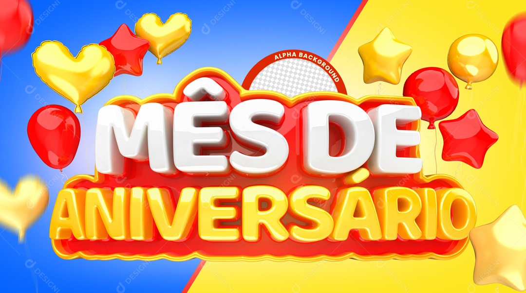 Selo 3D Mês de Aniversário PSD