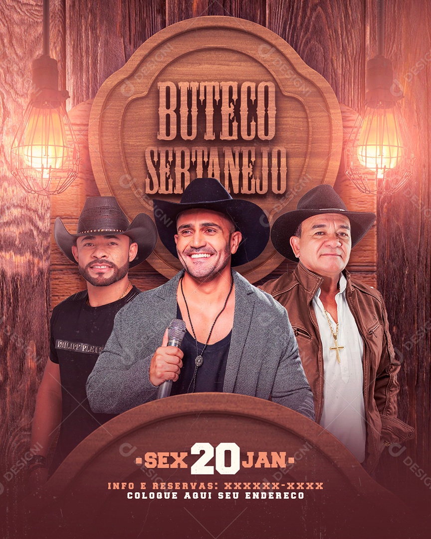 Flyer Buteco Sertanejo Social Media PSD Editável