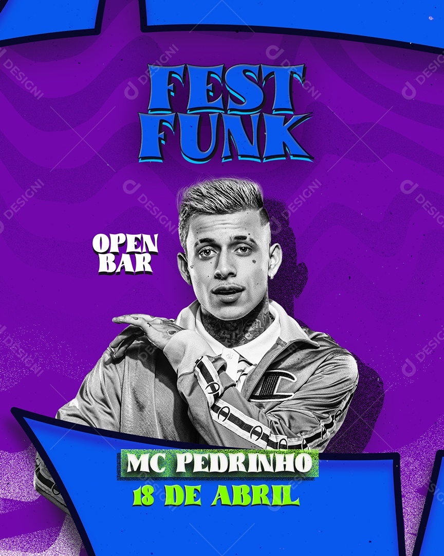 Fest Funk Open Bar Mc Pedrinho Flyer Social Media PSD Editável