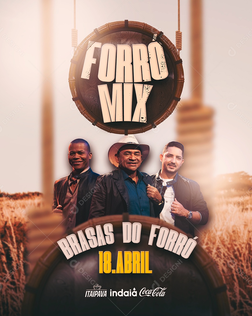 Forró Mix Brasas Do Forró Flyer Social Media PSD Editável