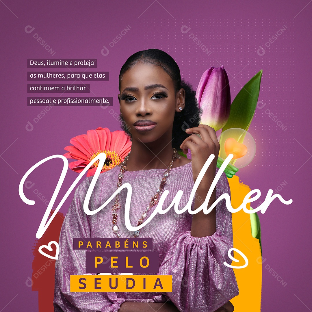 Deus, Ilumine e Proteja as Mulheres Dia Internacional da Mulher 08 de Março Social Media PSD Editável