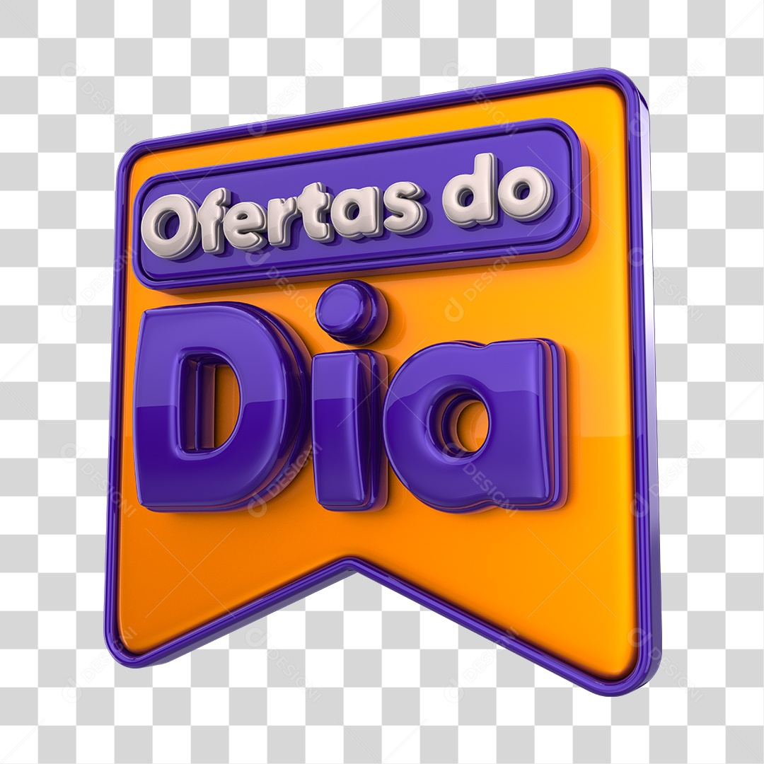 Ofertas do Dia Selo 3D Roxo e Dourado PNG Transparente