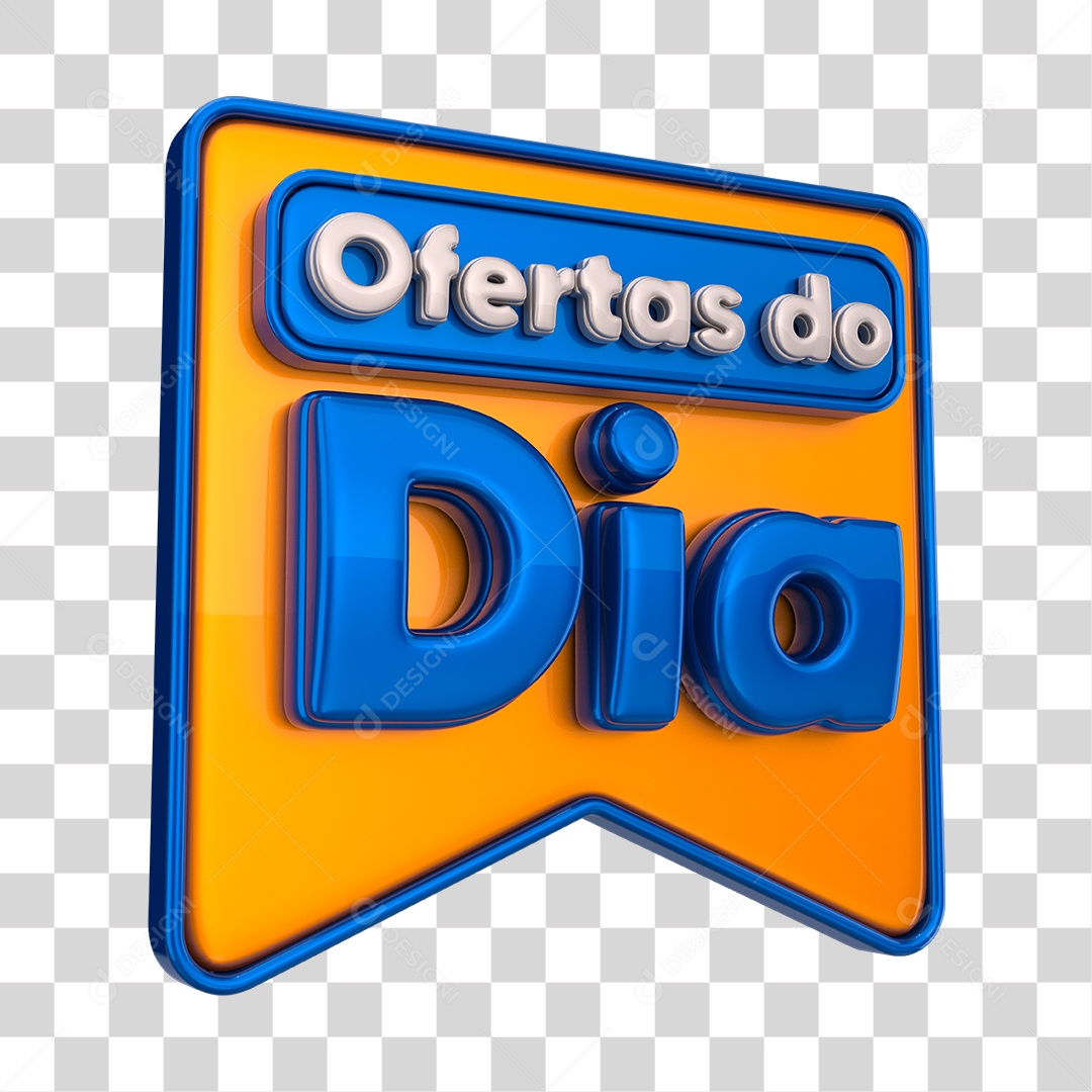 Ofertas do Dia Selo 3D Azul e Dourado PNG Transparente
