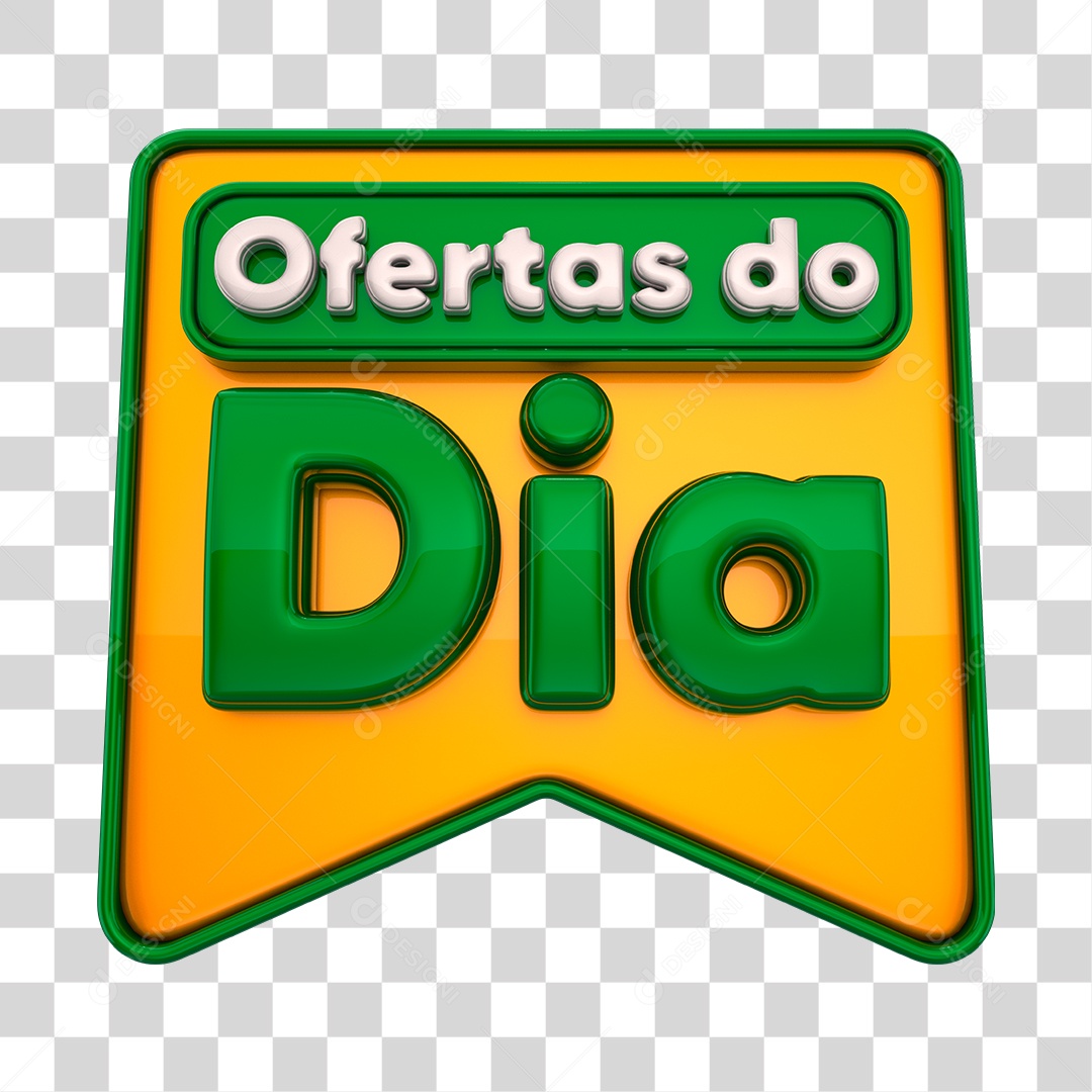 Ofertas do Dia Selo 3D Verde e Dourado PNG Transparente