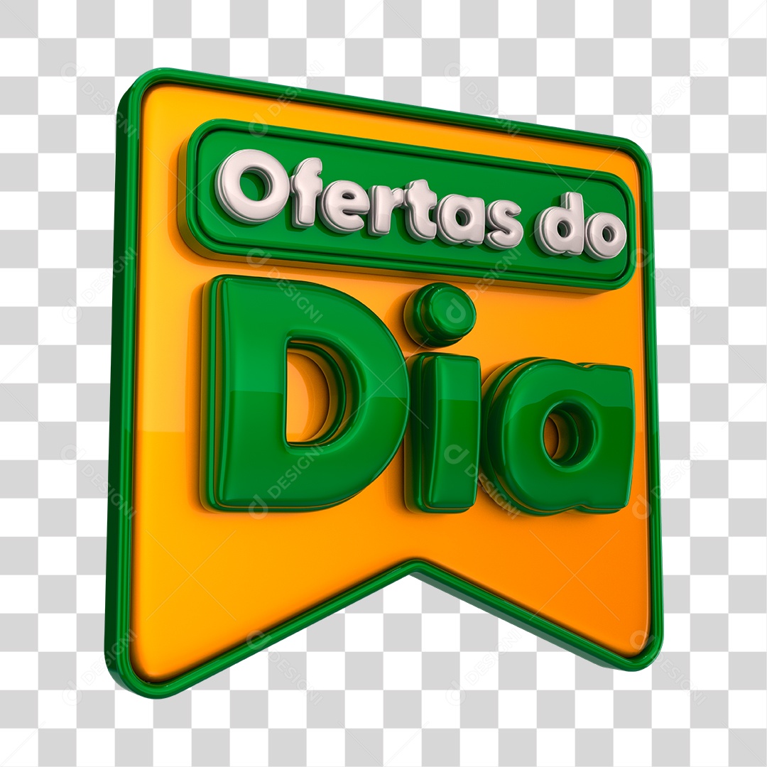 Ofertas do Dia Selo 3D Verde e Dourado PNG Transparente