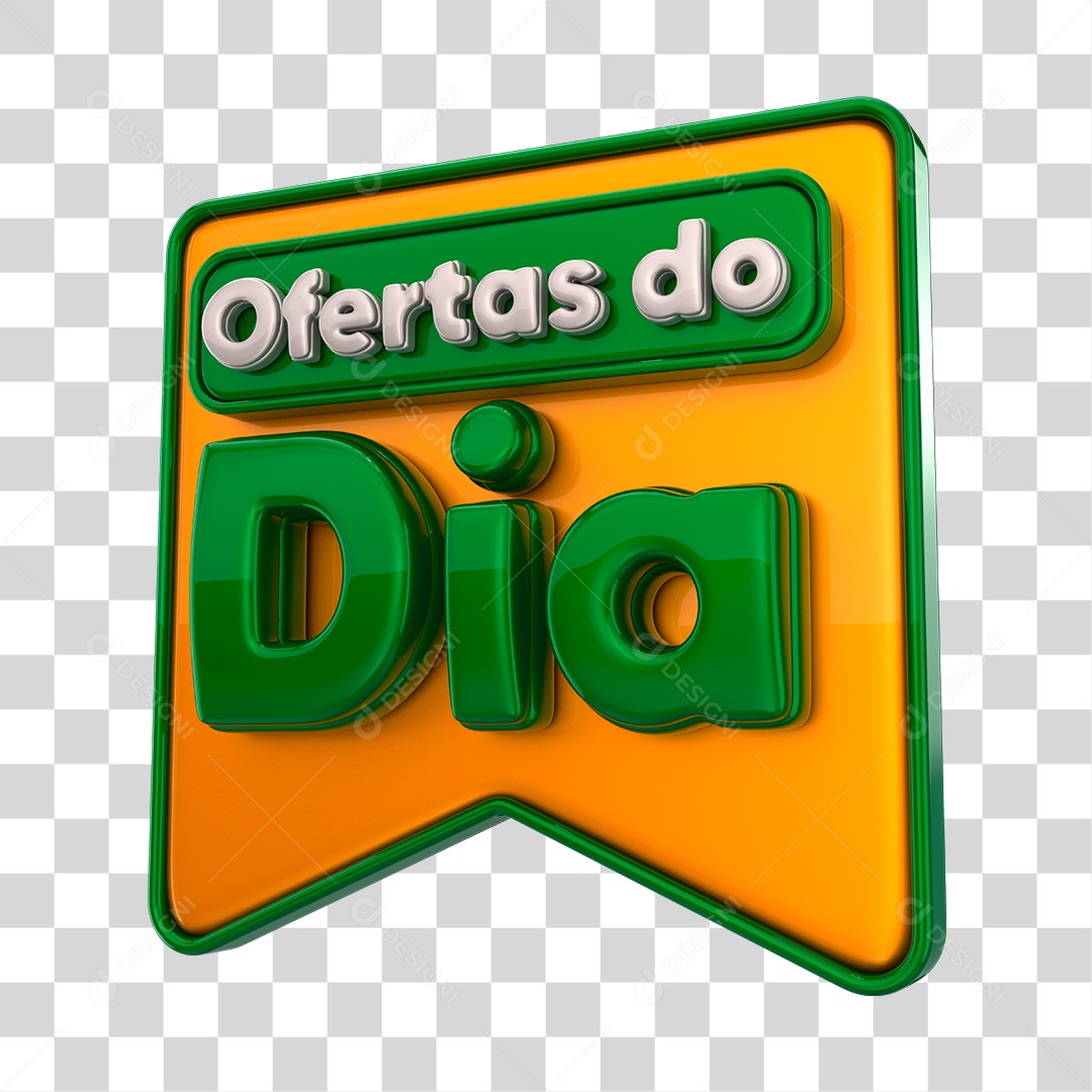 Ofertas do Dia Selo 3D Verde e Dourado PNG Transparente