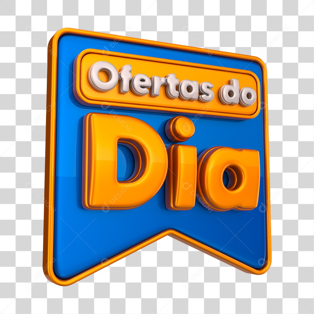 Ofertas do Dia Selo 3D Dourado e Azul PNG Transparente