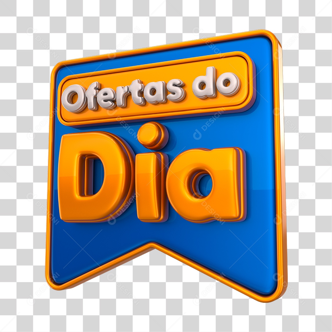 Ofertas do Dia Selo 3D Dourado e Azul PNG Transparente