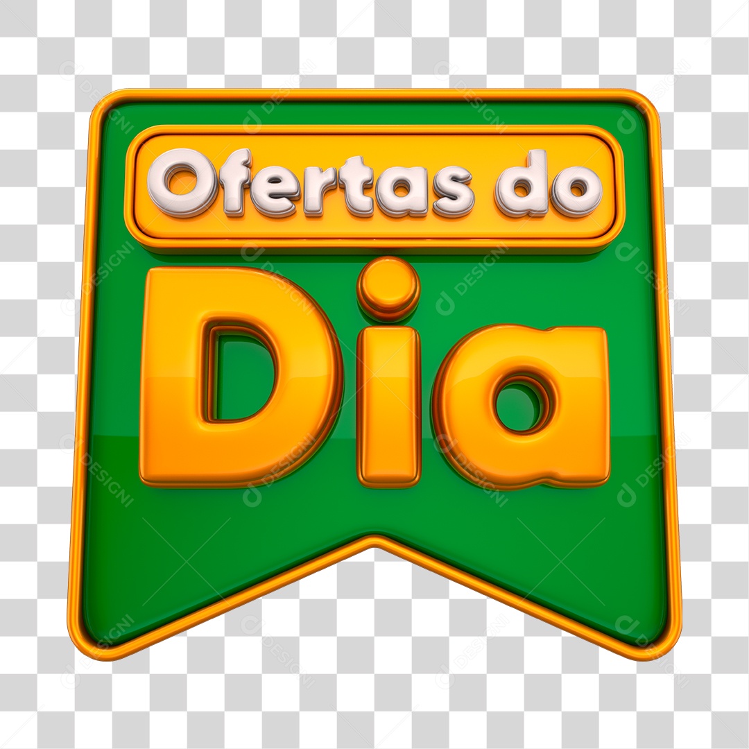 Ofertas do Dia Selo 3D Dourado e Verde PNG Transparente