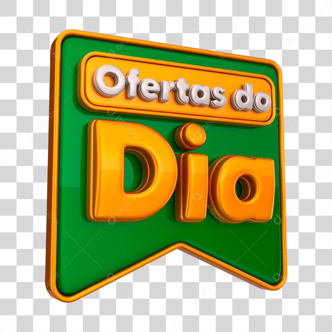 Ofertas do Dia Selo 3D Dourado e Verde PNG Transparente