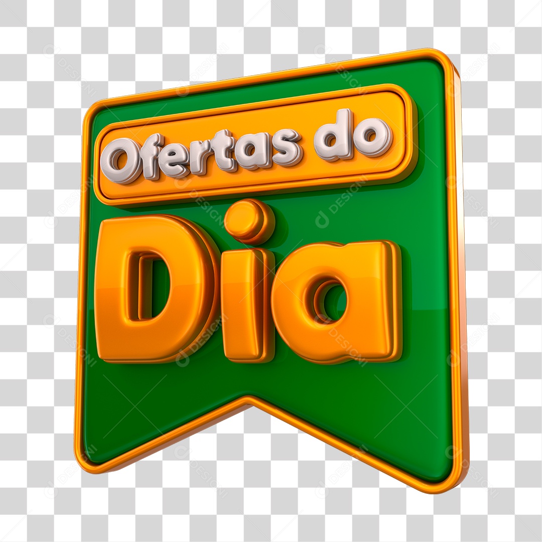 Ofertas do Dia Selo 3D Dourado e Verde PNG Transparente