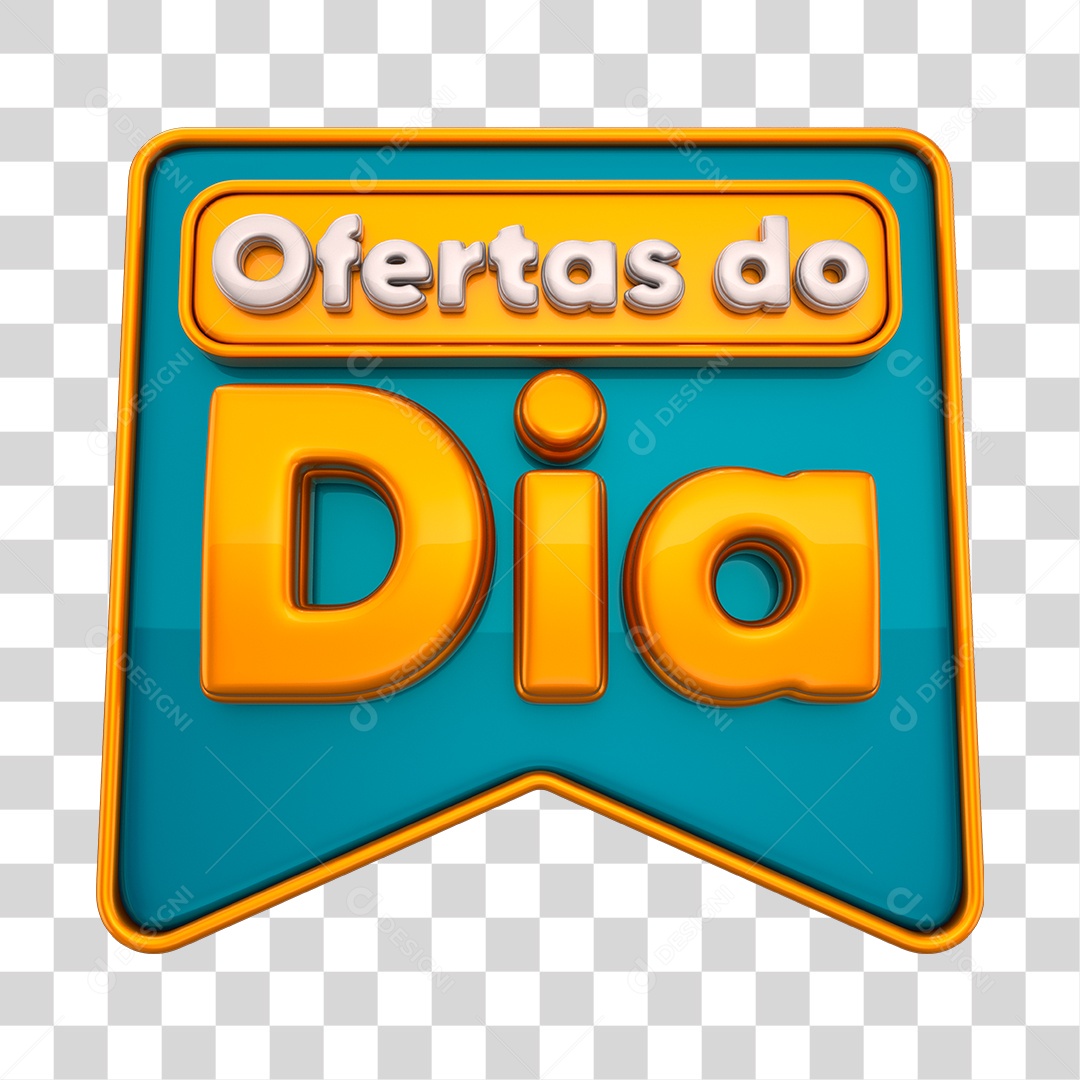 Ofertas do Dia Selo 3D Dourado e Azul PNG Transparente